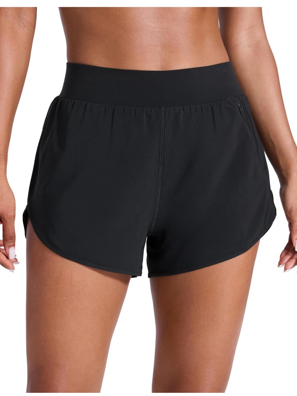 Women’s CRZ YOGA Black High-Waisted 3 inch Running Shorts- small